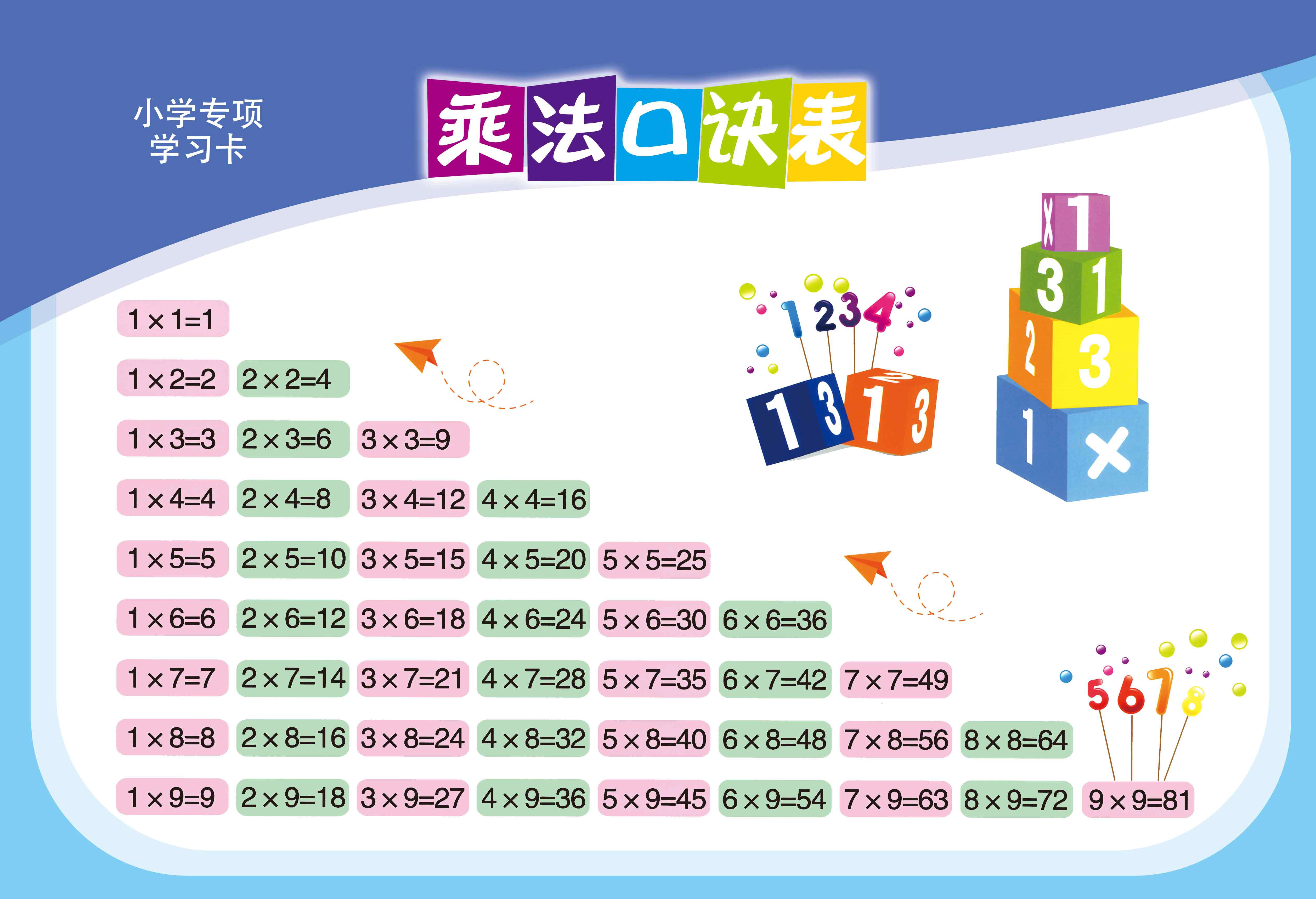 99乘法口诀表A4打印_简约黑白版